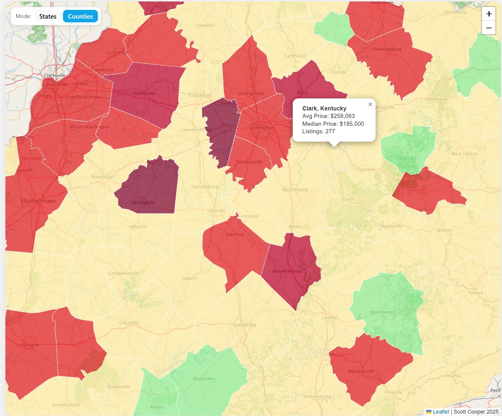 County comparison map