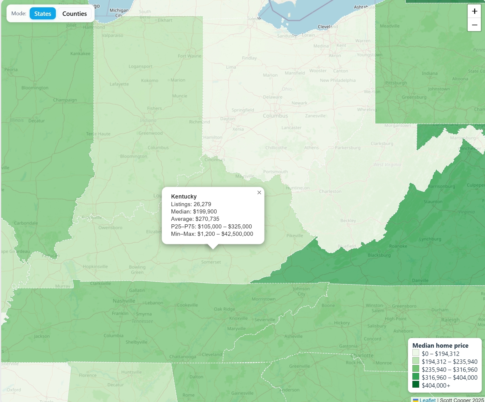 State comparison map